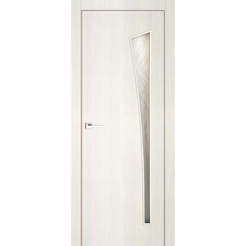 Дверь межкомнатная остекленная финиш-бумага ламинация цвет тернер белый Белеза 70x200 см