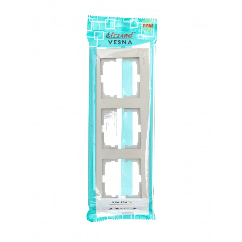 Рамка для розеток и выключателей Lezard Vesna 742-3700-148 3 поста цвет титан