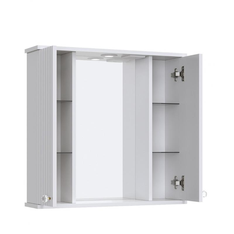 Шкаф зеркальный подвесной Роллс с подсветкой 85x72 см цвет белый