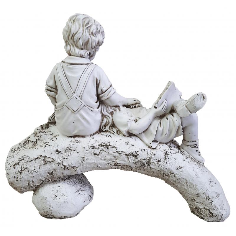 Фигура садовая «Девочка и мальчик на бревне» высота 47 см