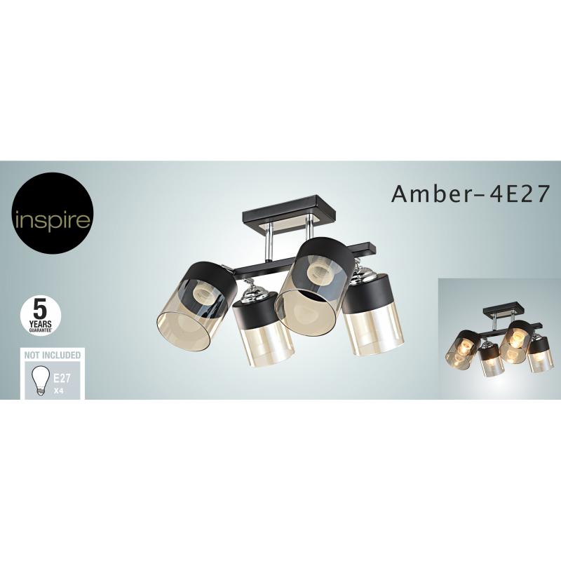 Люстра потолочная Inspire Amber 4 лампы 12 м² цвет черный