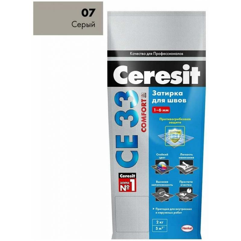 Затирка цементная Ceresit Comfort CE 33 цвет серый 2 кг