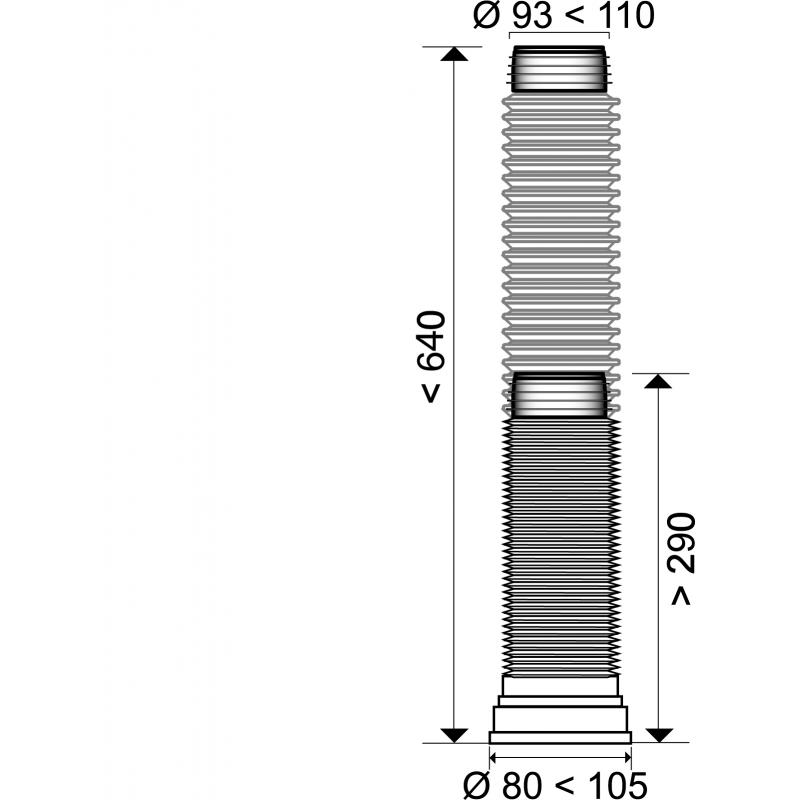 Құбыр гофрленген унитазға арналған арматураланған Equation L 290-640 мм