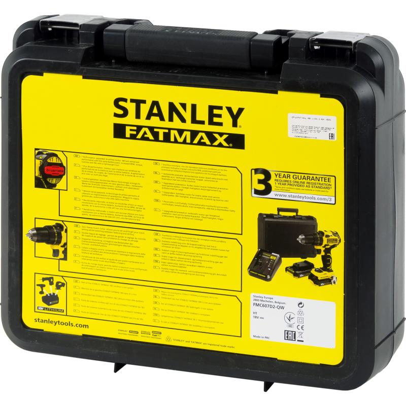 Шуруповерт бесщеточный аккумуляторный Stanley Fatmax FMC607D2, 18 Вт Li-ion 2х2 Ач