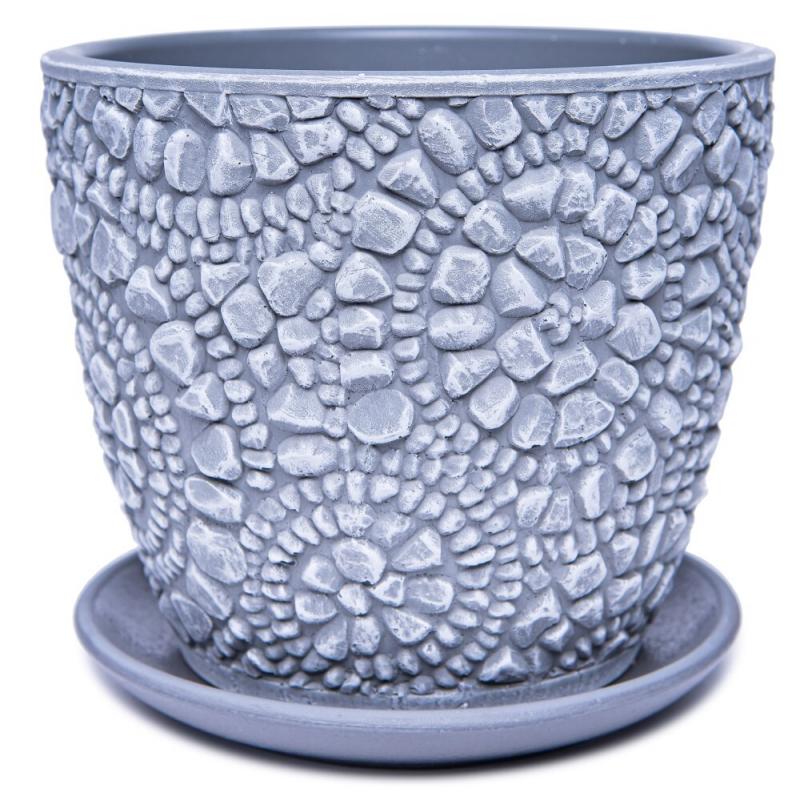 Горшок цветочный Камешки ø17.5 h15.1 см v2.15 л керамика цвет серый
