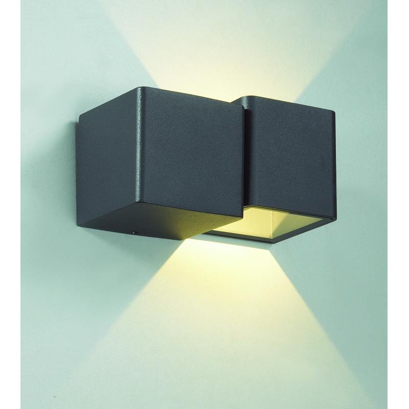Светильник фасадный светодиодный уличный Kaimas 357400 IP54, двойной куб, цвет тёмно-серый