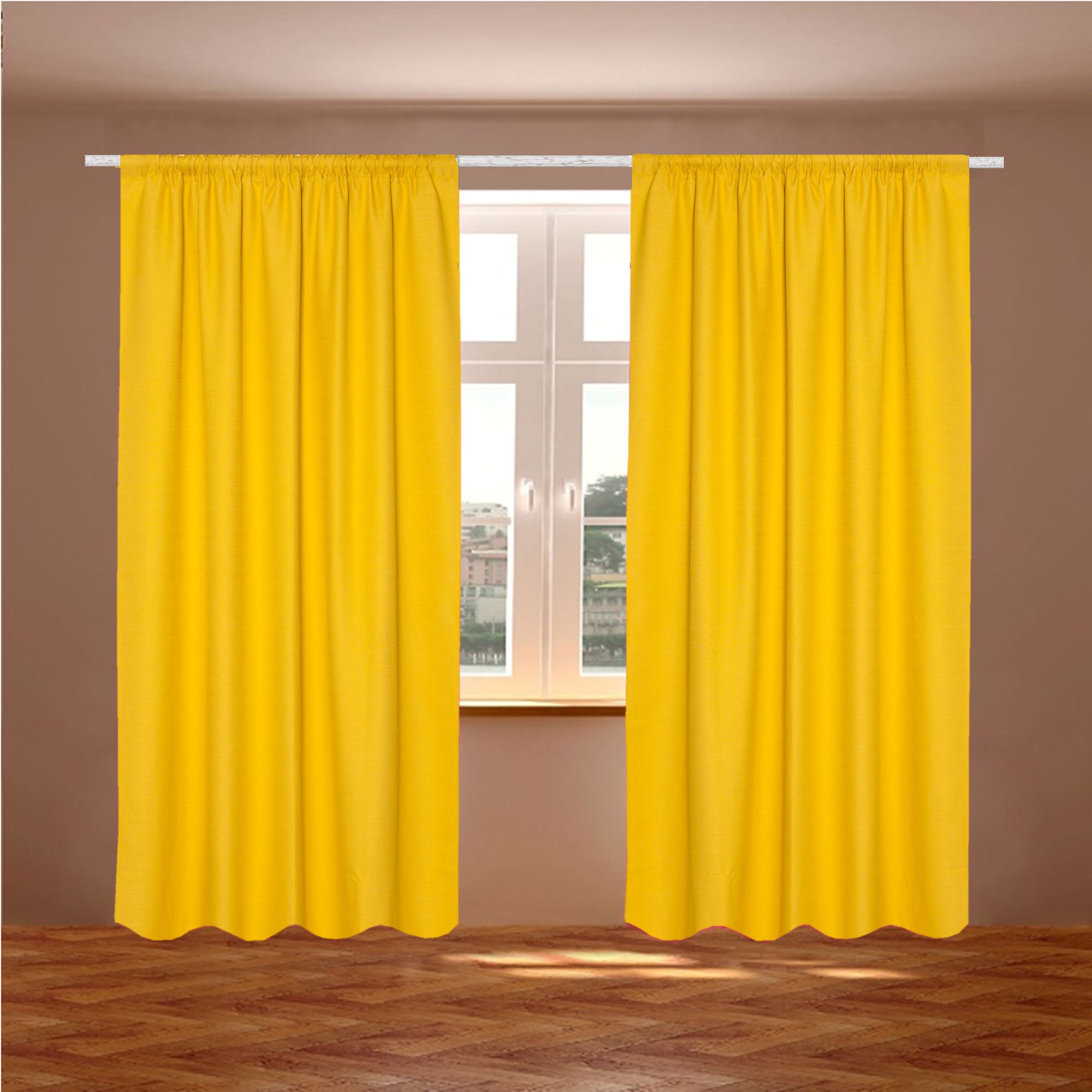 Готовые желтые шторы