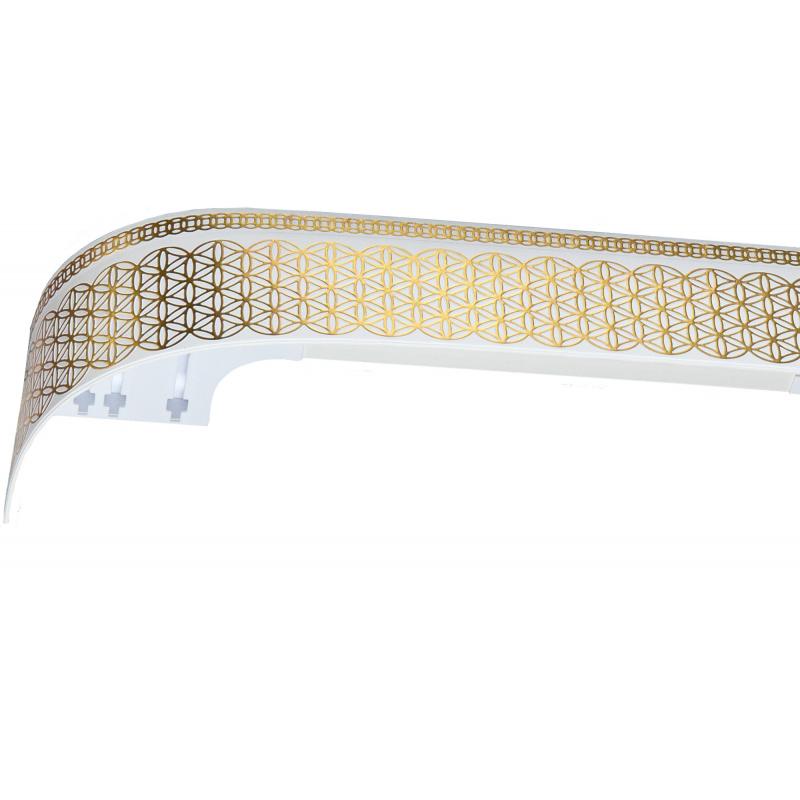 Карниз шинный трехрядный «Ажур» в наборе 300 см цвет белый/золото