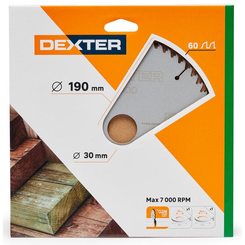 Диск пильный по дереву Dexter FD-E031903060T 60Т 190x30x1.5, кольца: 20 и 25.4