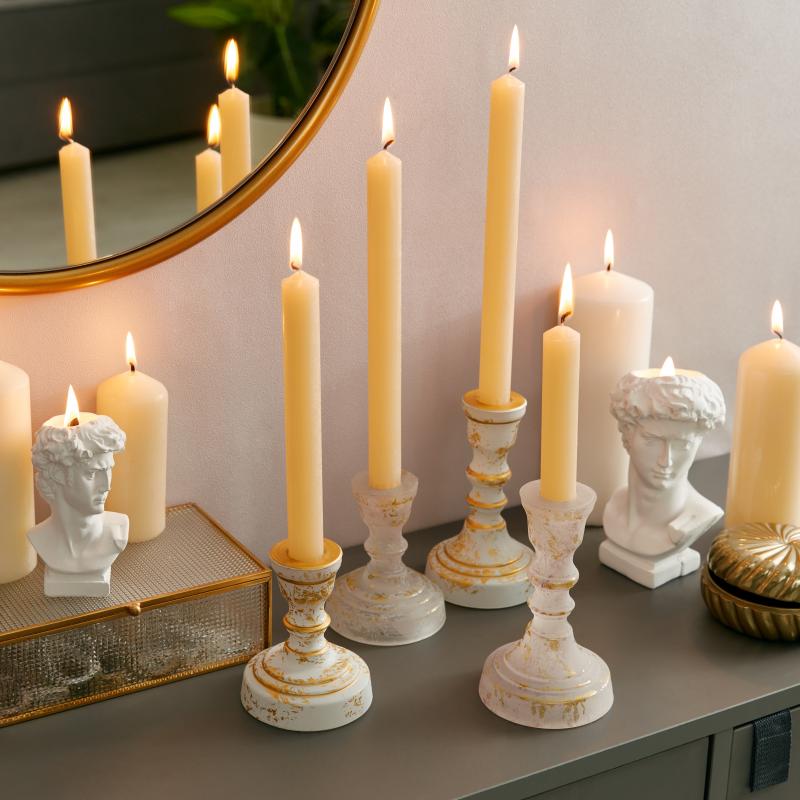 Набор свечей столовых «Рустик» 25 см цвет бежевый 4 шт.