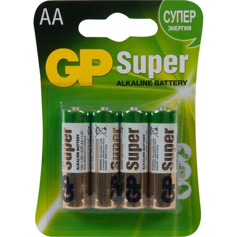 Батарейка GP Super AA (LR6) алкалиновая 4 шт.