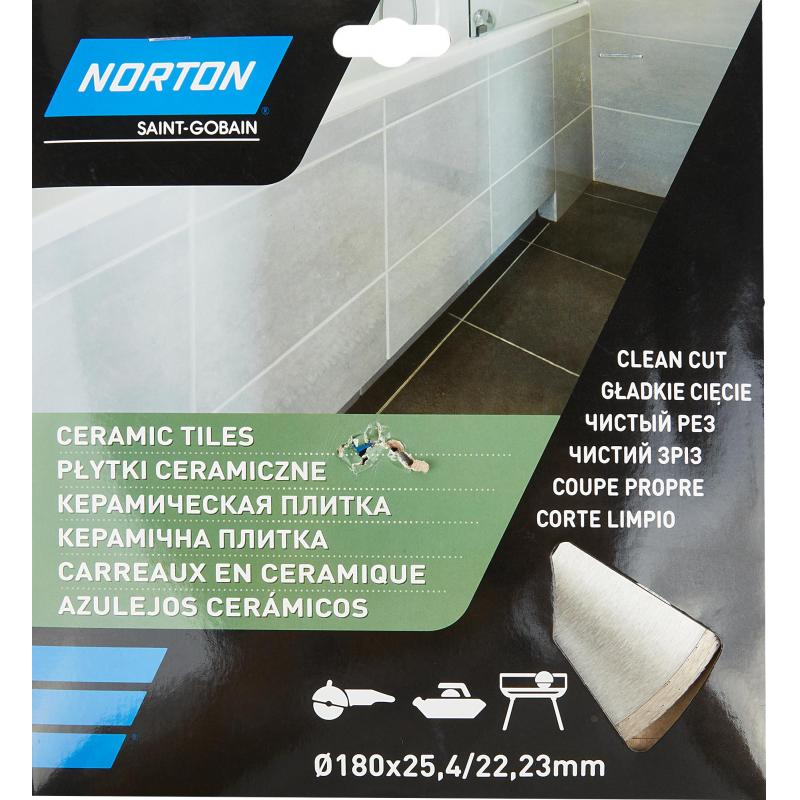 Диск алмазный по керамике Norton Ceram 70184601276 сплошной 180x25.4/22.2x1.8 мм