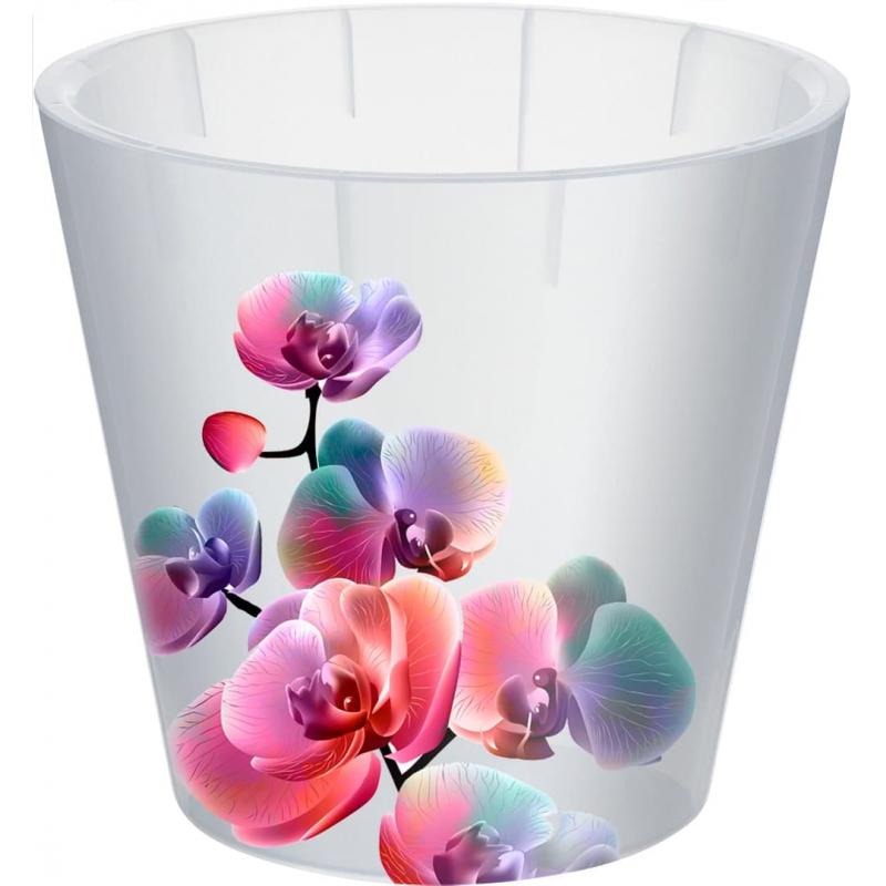 Горшок цветочный для орхидей ø16 h14.5 см v1.6 л пластик прозрачный с декором