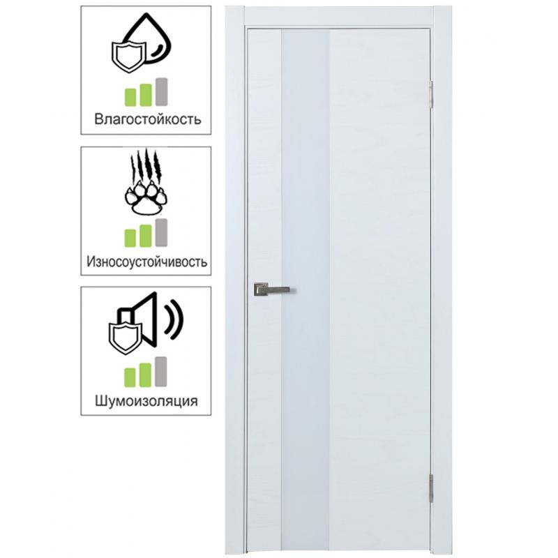 Дверь межкомнатная Модерн остеклённая шпон натуральный цвет белый ясень 70x200 см (с замком и петлями)