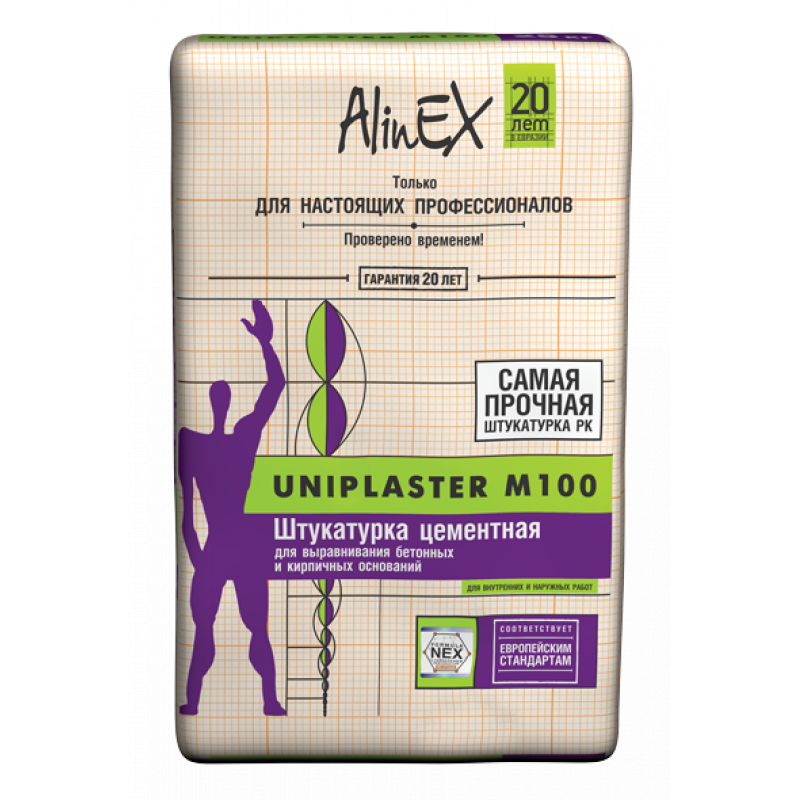 Цементті сылақ AlinEX Uniplaster М100 25 кг