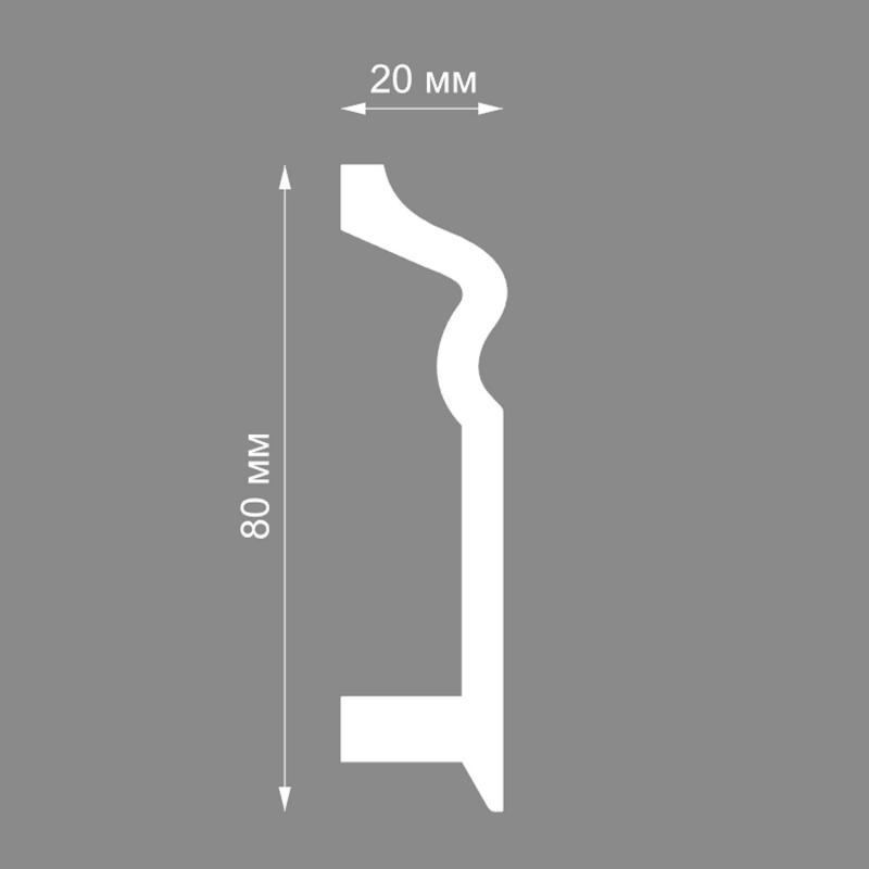 Плинтус напольный 08003DF высота 80 мм, длина 2 м