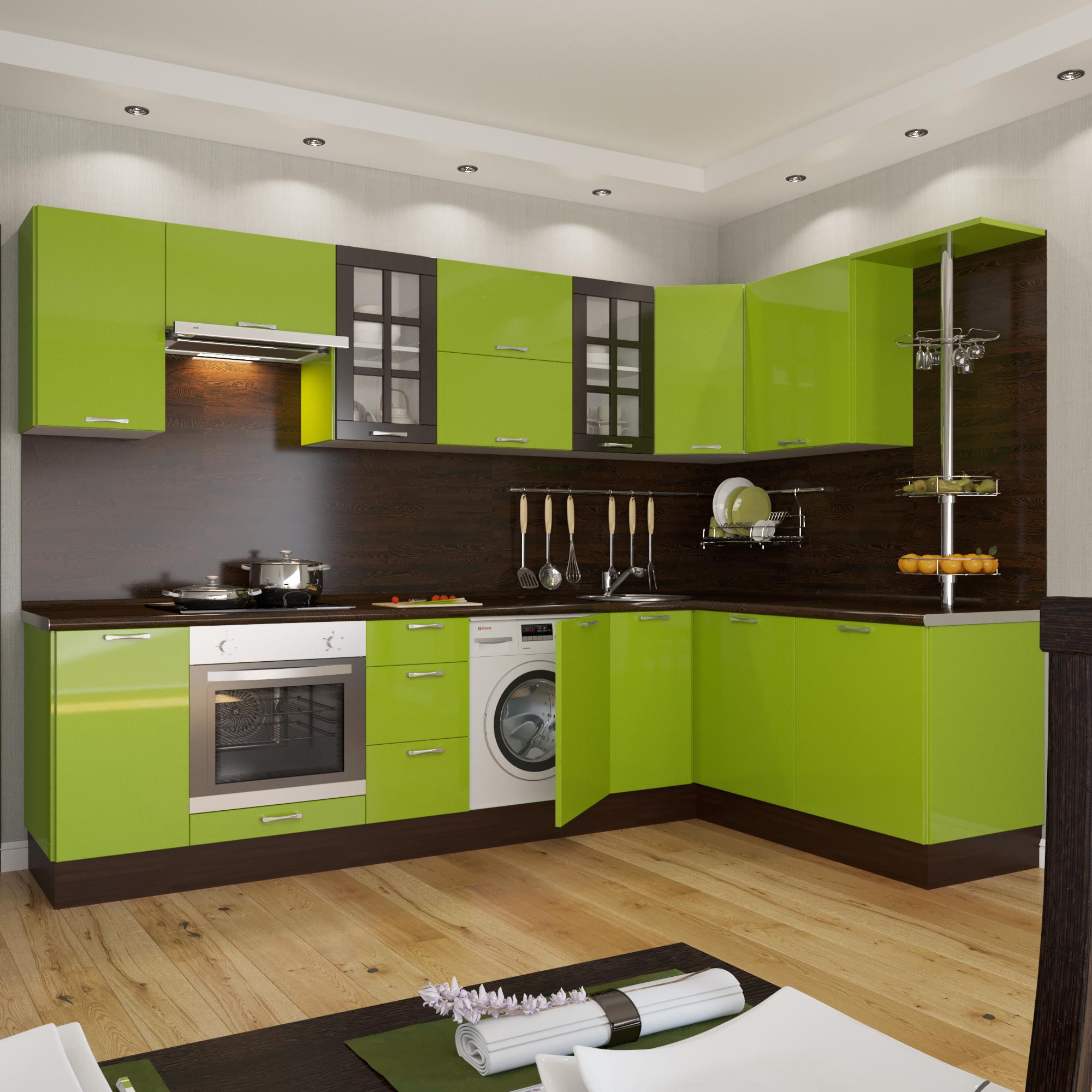 мебель кухня зеленого цвета фото