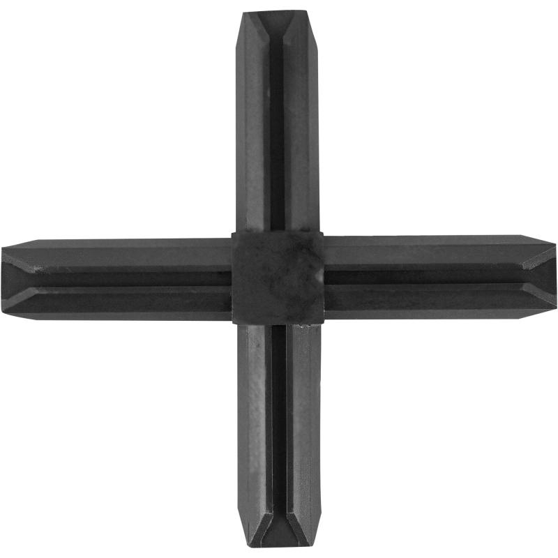 Соединитель пластиковый для трубы 20x20 мм крестовой 4-палый ПВХ цвет черный