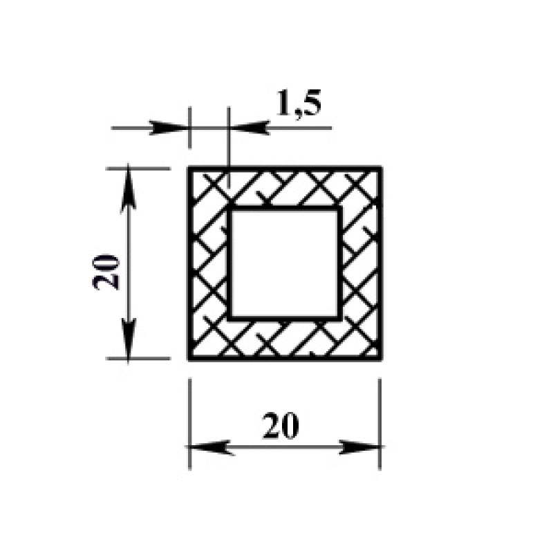 Профиль алюминиевый квадратный трубчатый 20х20х1.5x1000 мм