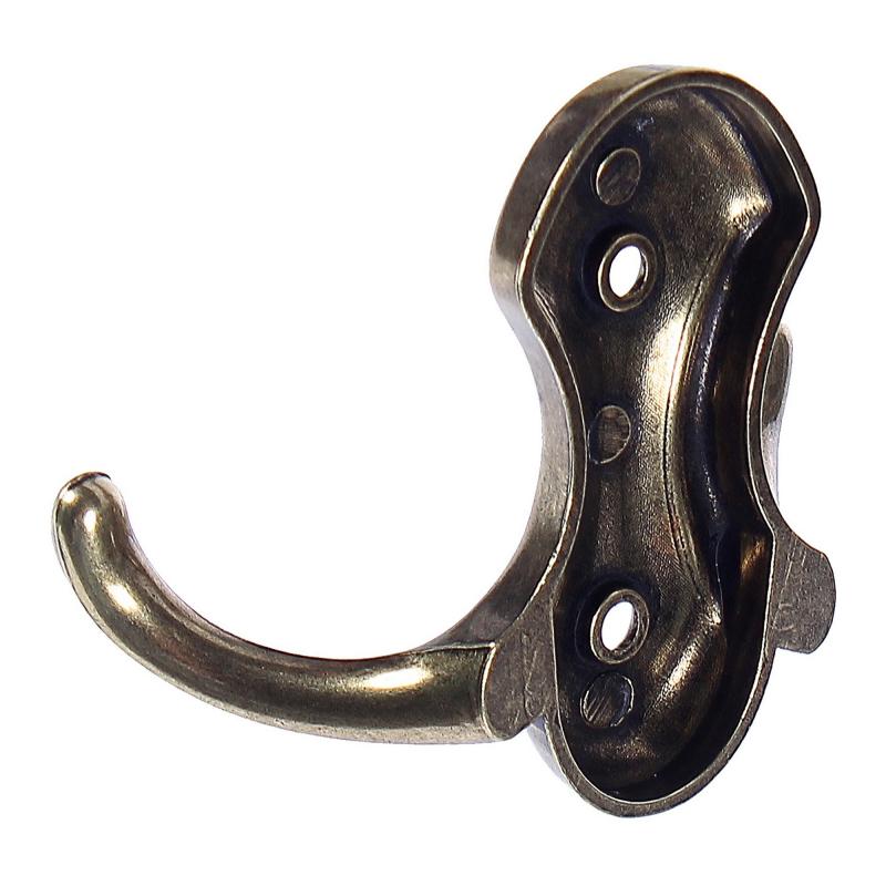 Крючок мебельный KR 0261 OAB двойной, сталь, цвет бронза