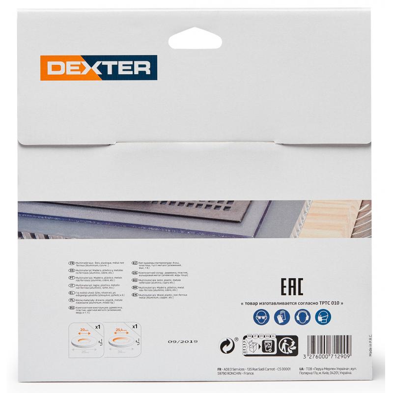 Аралайтын әмбебап диск Dexter FD-E052163060T 60Т 216x30x1.5 мм, сақина: 20 және 25.4