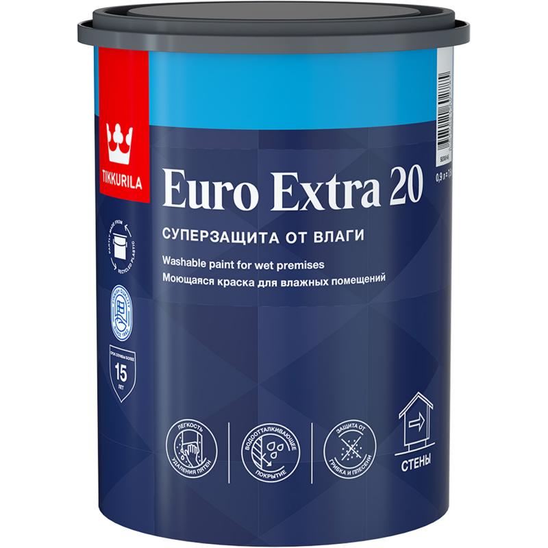 Краска для стен и потолков Tikkurila Euro-20 матовая прозрачная база С 0.9 л