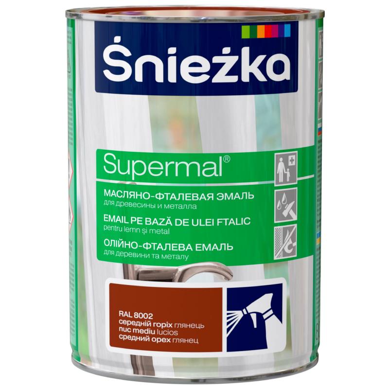 Эмаль Sniezka Supermal жылтыр түсі орташа жаңғақ 0.8 л