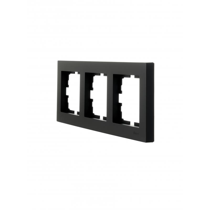 Рамка для розеток и выключателей Lezard Vesna 742-4200-148 3 поста цвет черный матовый