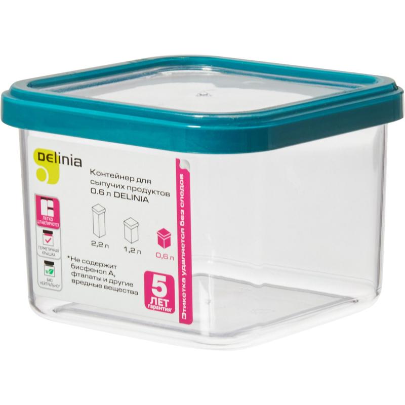 Контейнер для сыпучих продуктов Delinia 600 мл полистирол цвет прозрачно-зеленый