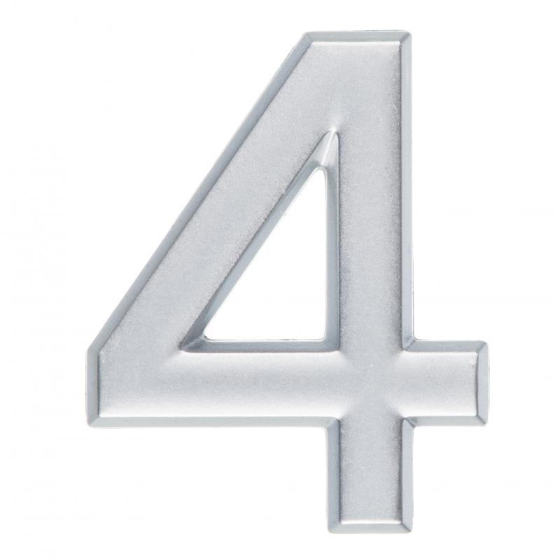 Цифра «4» самоклеящаяся 40х32 мм пластик цвет матовое серебро