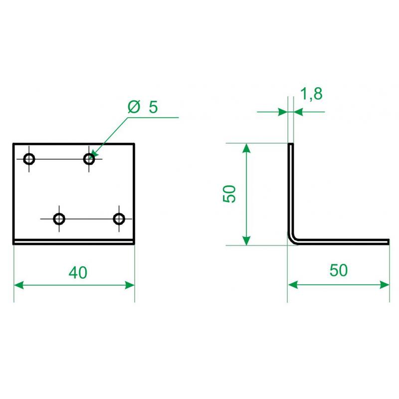 Угол крепежный равносторонний KUR 50x50x40x1.8