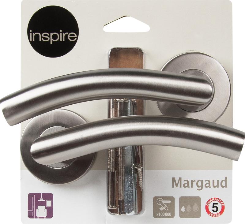 Дверные ручки Inspire Margaud нержавеющая сталь без запирания цвет серебро