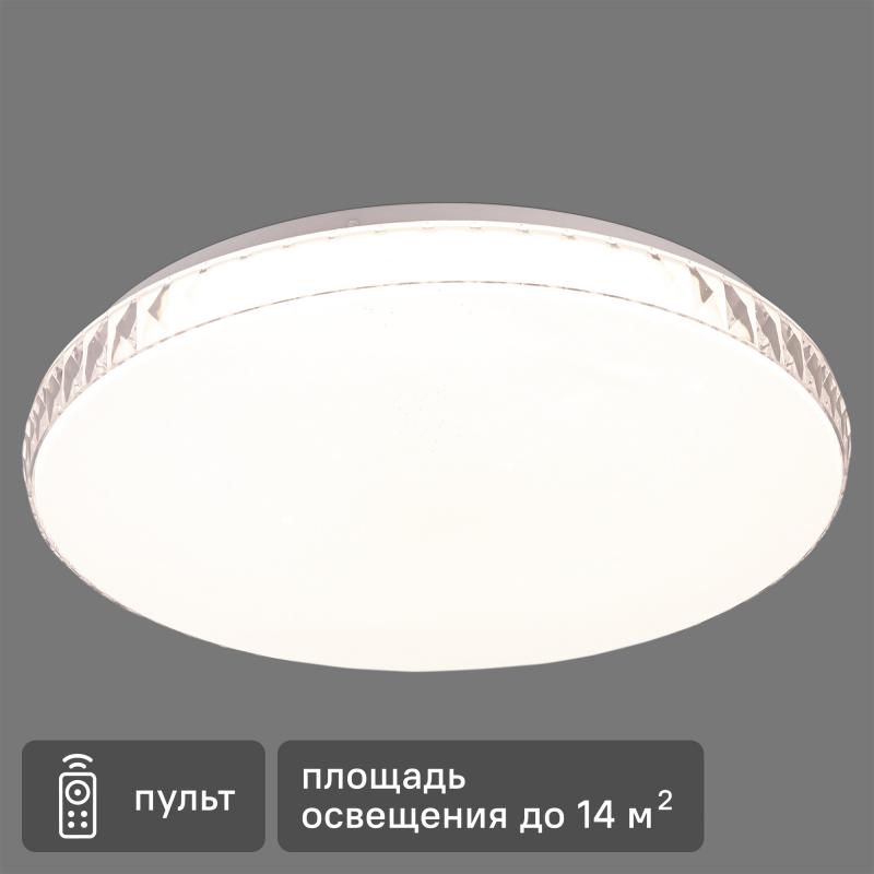 Светильник настенно-потолочный светодиодный Dina 2077/DL с пультом управления, 14 м², регулируемый свет, цвет белый