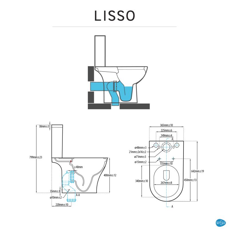 Дәретхана-Sensea lisso Универсам жинағы әмбебап Қос ағызу шығарылымы