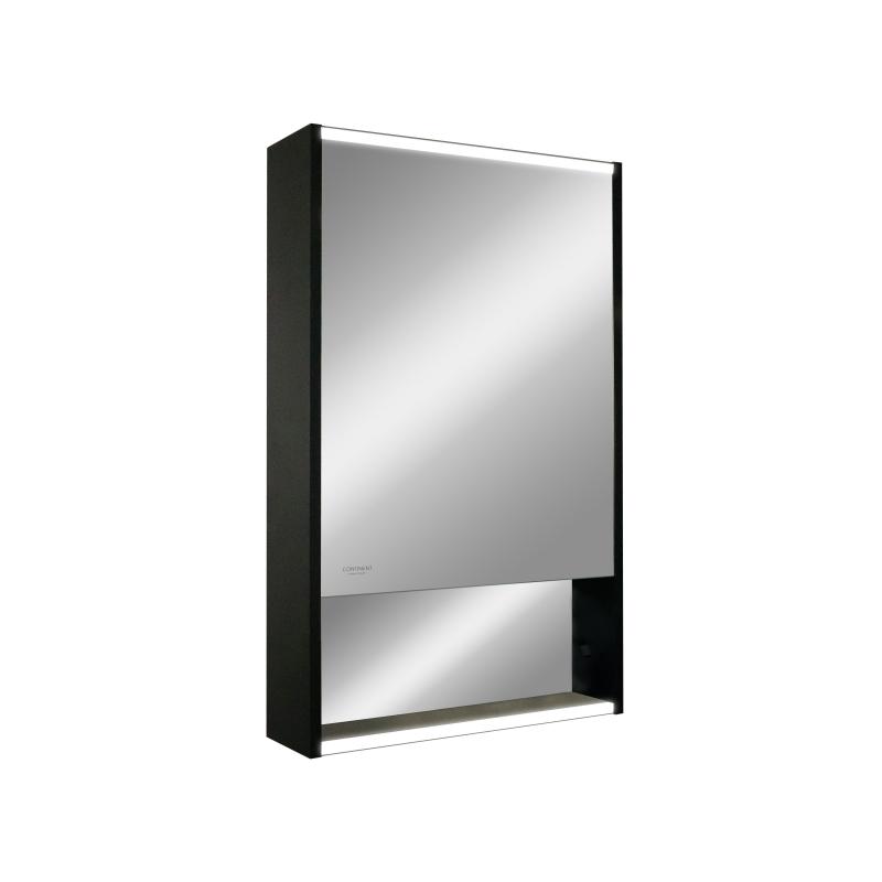 Шкаф зеркальный подвесной Line с LED-подсветкой 60x80 см цвет черный