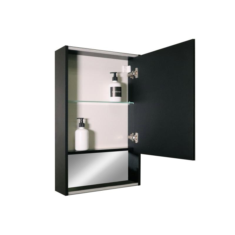 Шкаф зеркальный подвесной Line с LED-подсветкой 60x80 см цвет черный