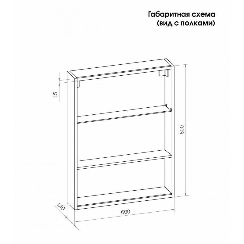 LED жарықтандырылған айна Ілулі сызық шкафы 60x80 см Түсі Қара