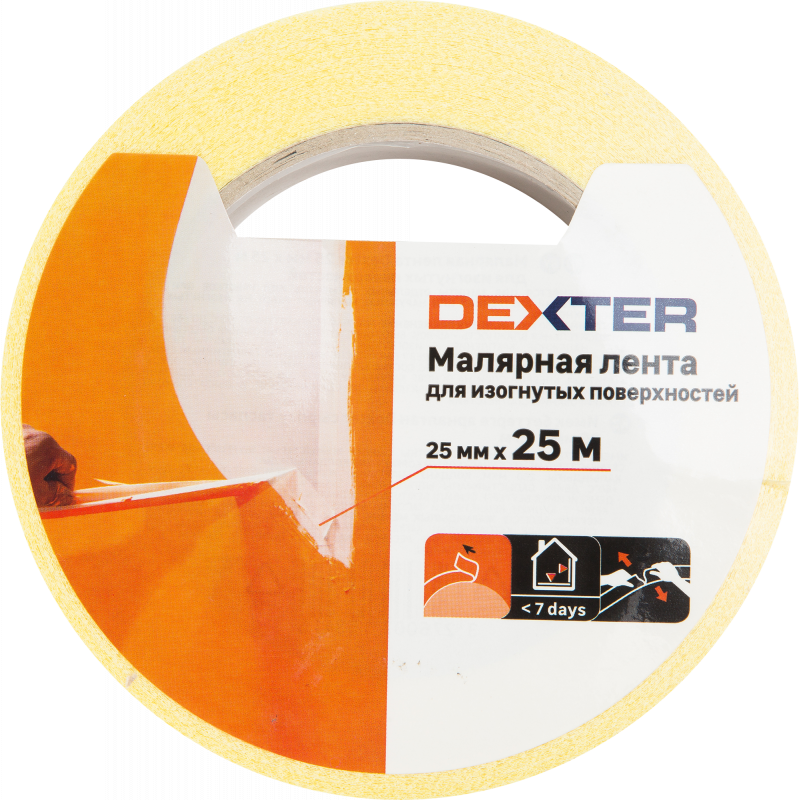 Лента малярная Dexter для изогнутых поверхностей 25 мм х 25 м