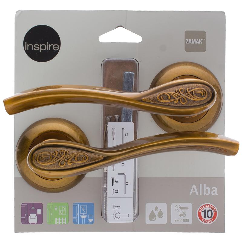 Дверная ручка Inspire «Alba», без запирания, комплект, цвет кофе