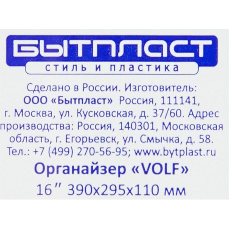 Органайзер для хранения Бытпласт Volf 16 390х295х110 мм, пластик