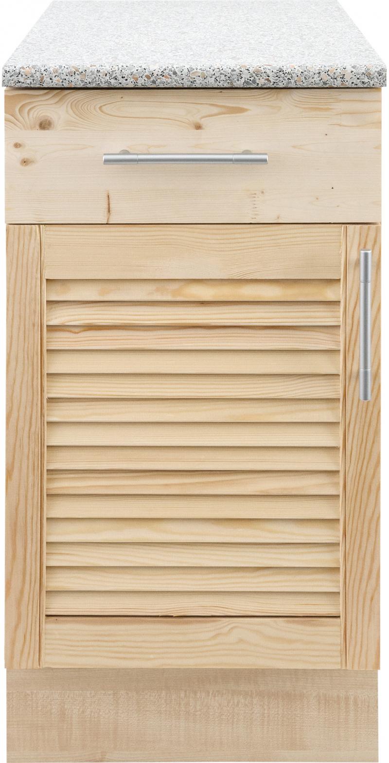 Шкаф напольный «Сосна жалюзи Мо» с фасадом и одним ящиком 85х40 см, хвоя/ЛДСП, цвет cосна