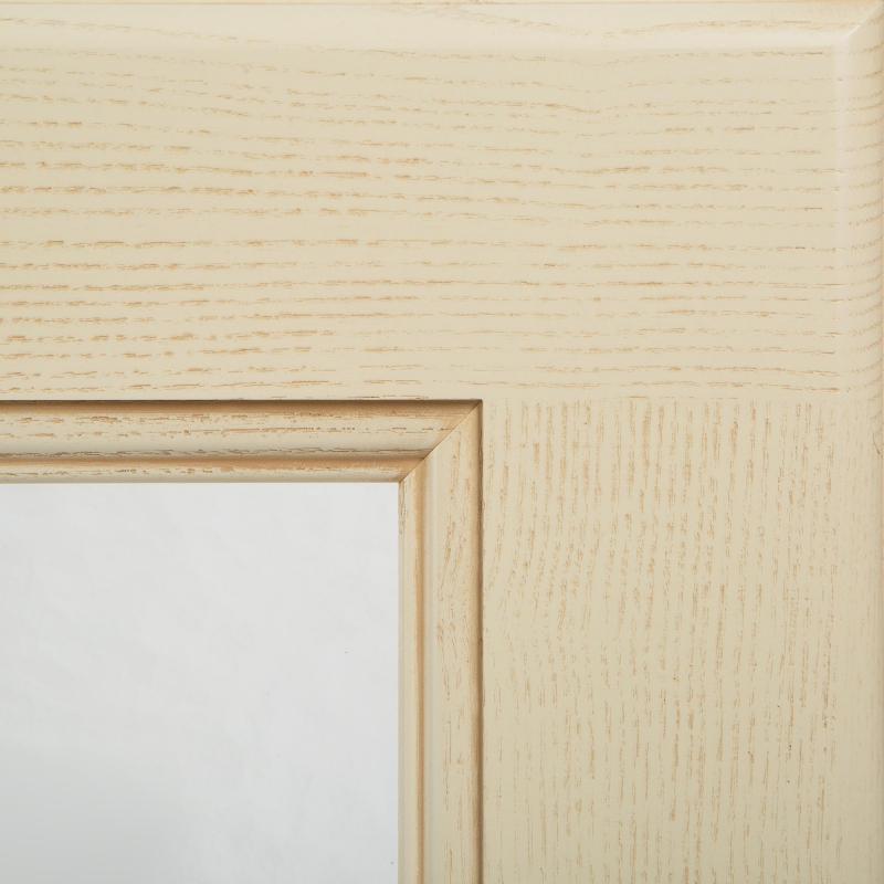 Дверь со стеклом для шкафа Delinia ID Невель 39.7x102.1 см массив ясеня цвет кремовый