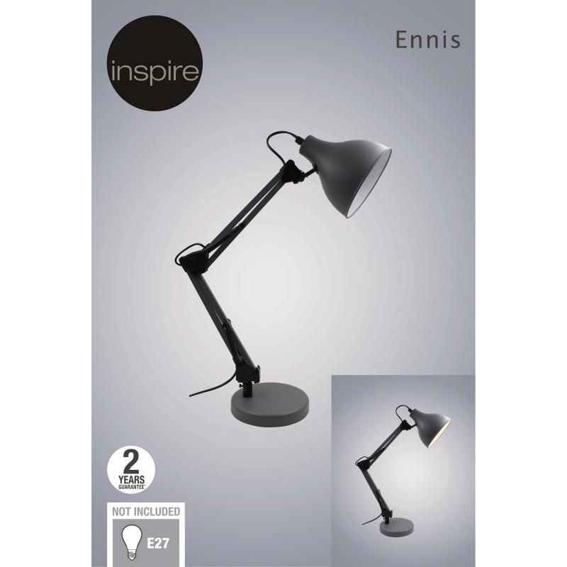Рабочая лампа настольная Inspire Ennis, цвет серый