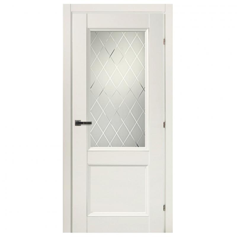 Дверь межкомнатная Танганика остеклённая CPL ламинация цвет белый 70х200 см (с замком)