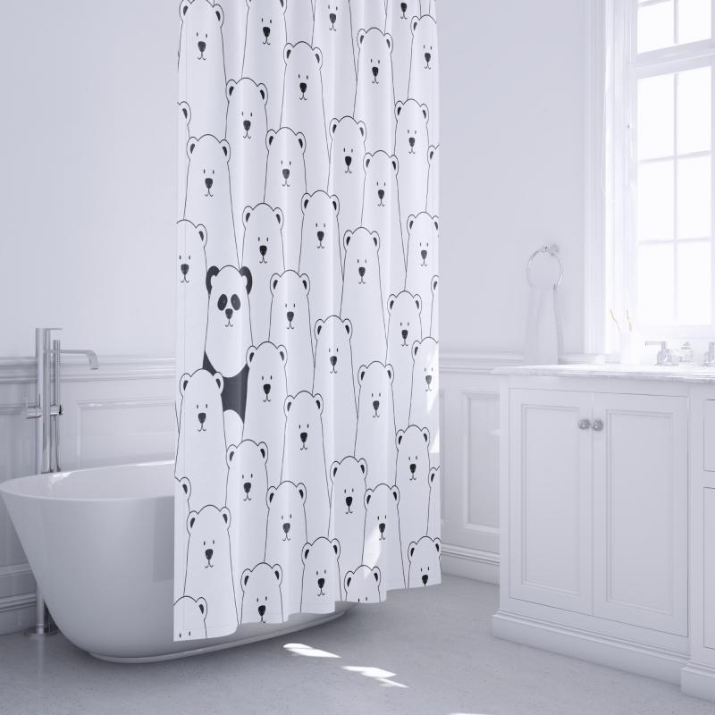 Штора для ванной Fixsen Panda 180x200 см полиэстер цвет белый