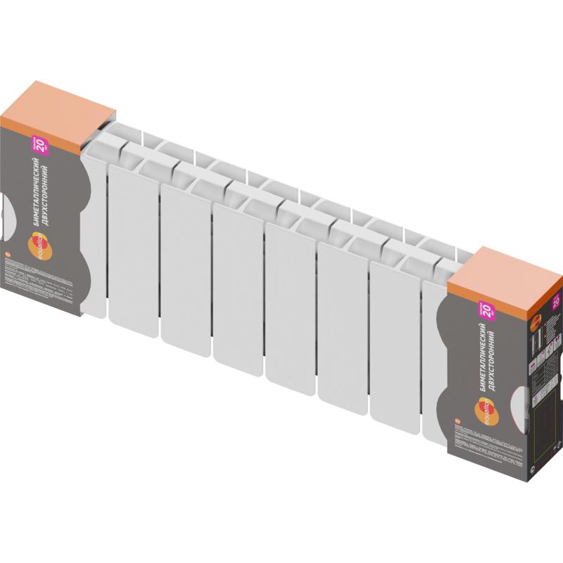 Радиатор Equation 200/90 биметалл 10 секций боковое подключение двухсторонний цвет белый