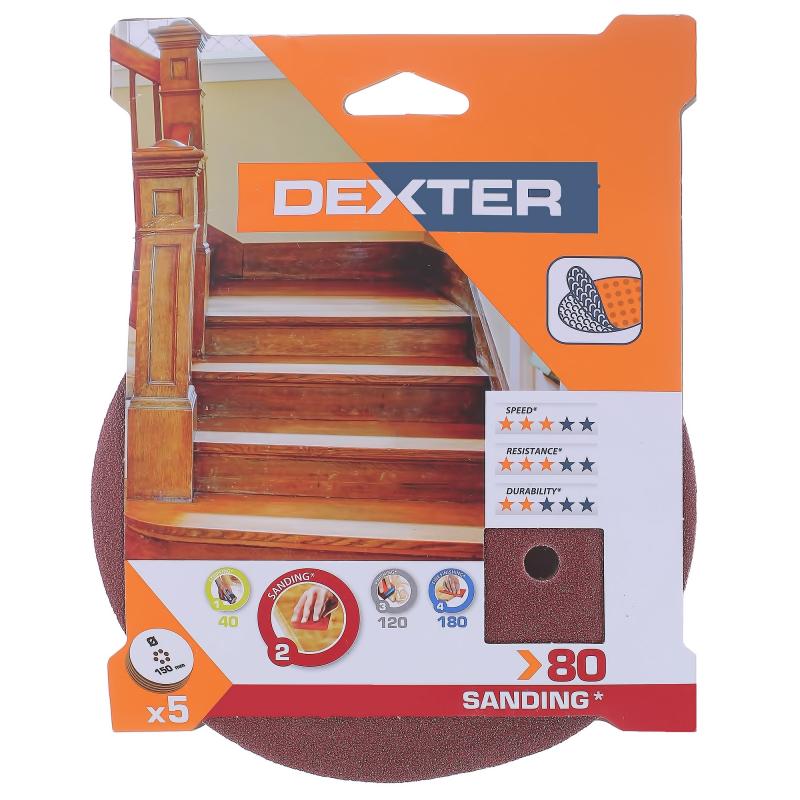 Диск шлифовальный для ЭШМ Dexter Р80 150 мм, 5 шт