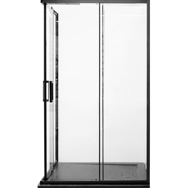 Душевой уголок Март Квадро Black прямоугольный 80x120 см черный профиль прозрачное стекло раздвижной