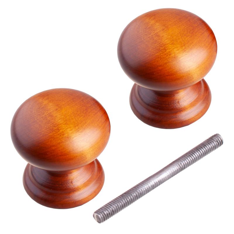 Ручка-кнопка банная деревянная лакированная цвет мокко
