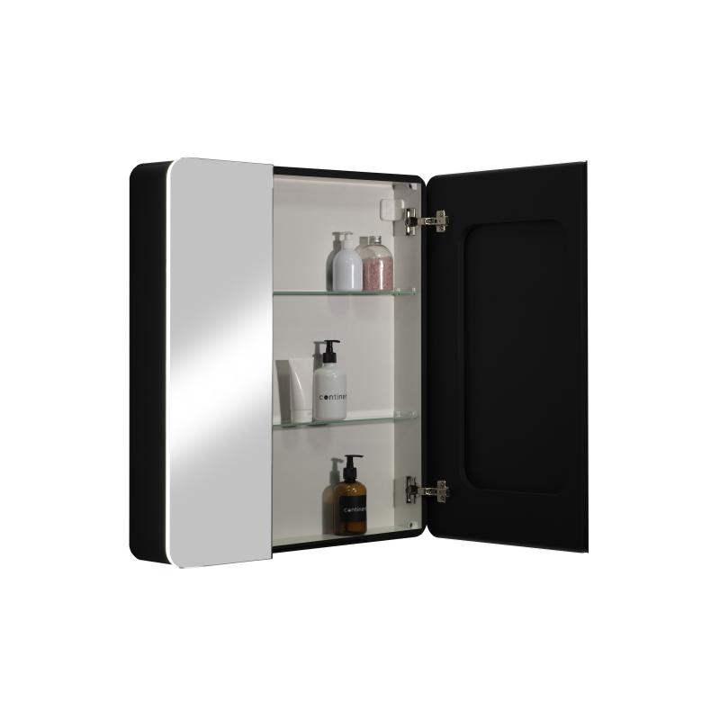 Ваннаға арналған аспалы айналы шкаф Perfect көмескі жарығымен 76х85 см түсі қара